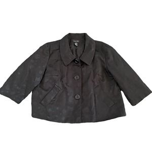 Spense Blazer Button Front Polka Dot Half Sleeve Blazer Black XL